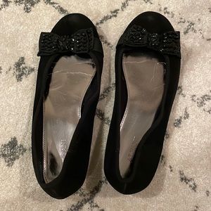 Alfani Black suede flats with bow